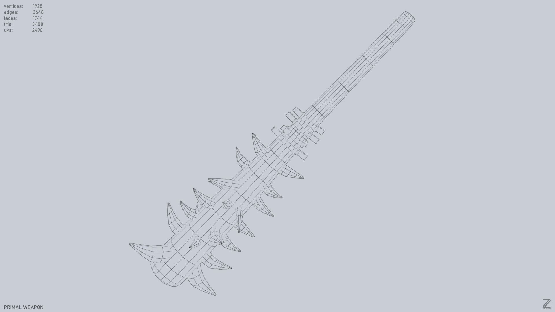 Primal weapon Low-poly 3D model_12