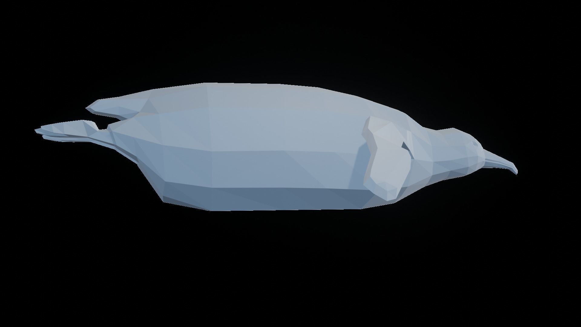 Low Poly Penguin lying down 3D print model_7