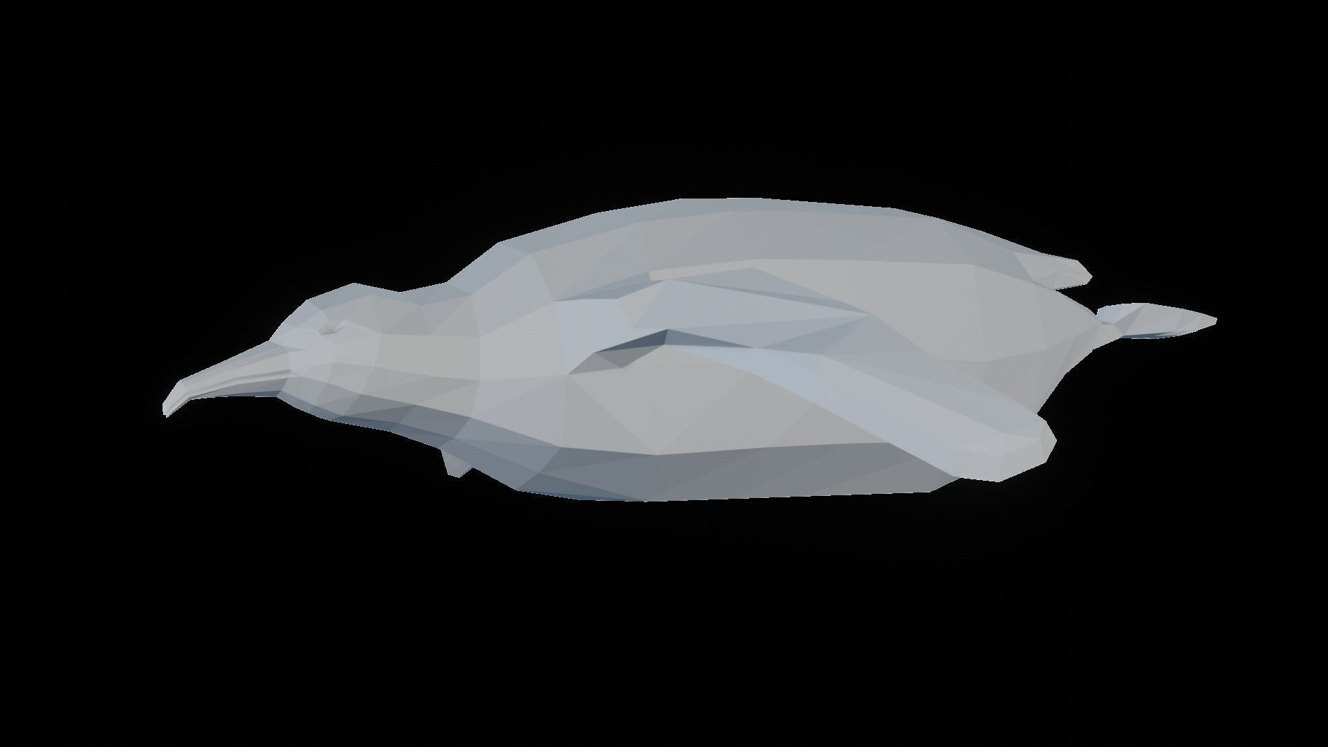 Low Poly Penguin lying down 3D print model_4