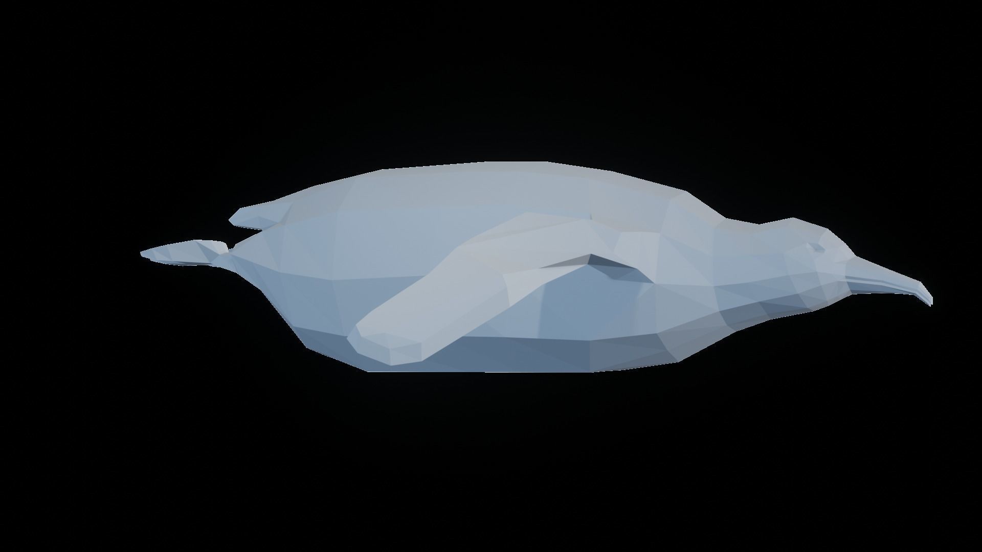 Low Poly Penguin lying down 3D print model_3