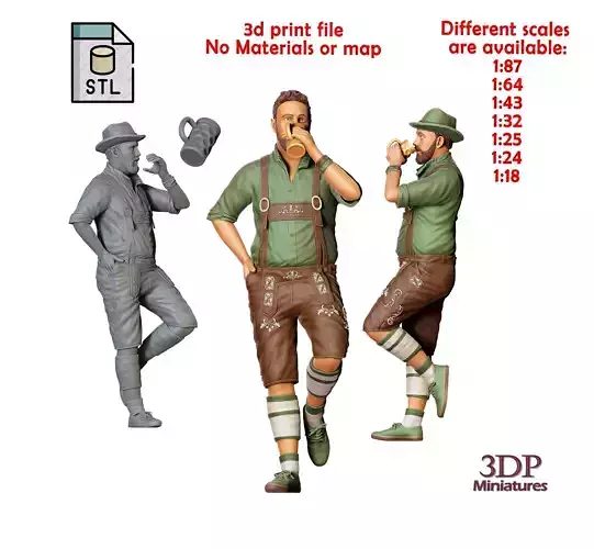 N2 Oktoberfest Style holding glass of beer 3D print model