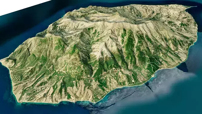 samothrace island 3d model terrain Low-poly 3D model
