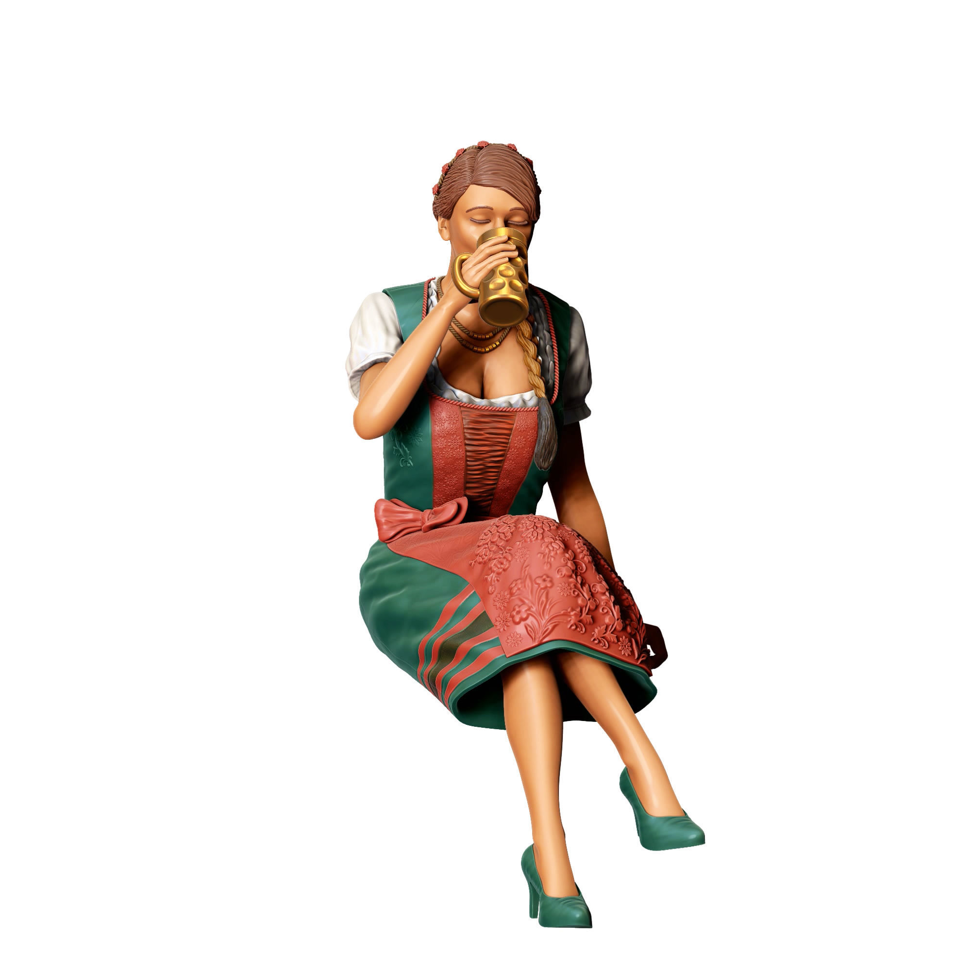 N3 Oktoberfest Style sitting drinking beer 3D print model_1