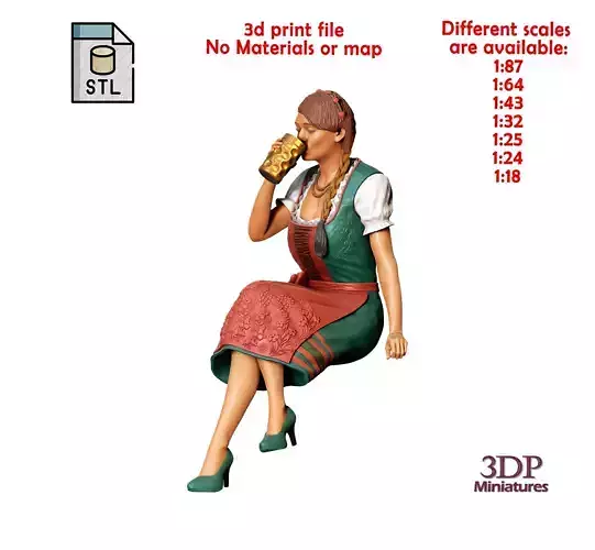 N3 Oktoberfest Style sitting drinking beer 3D print model