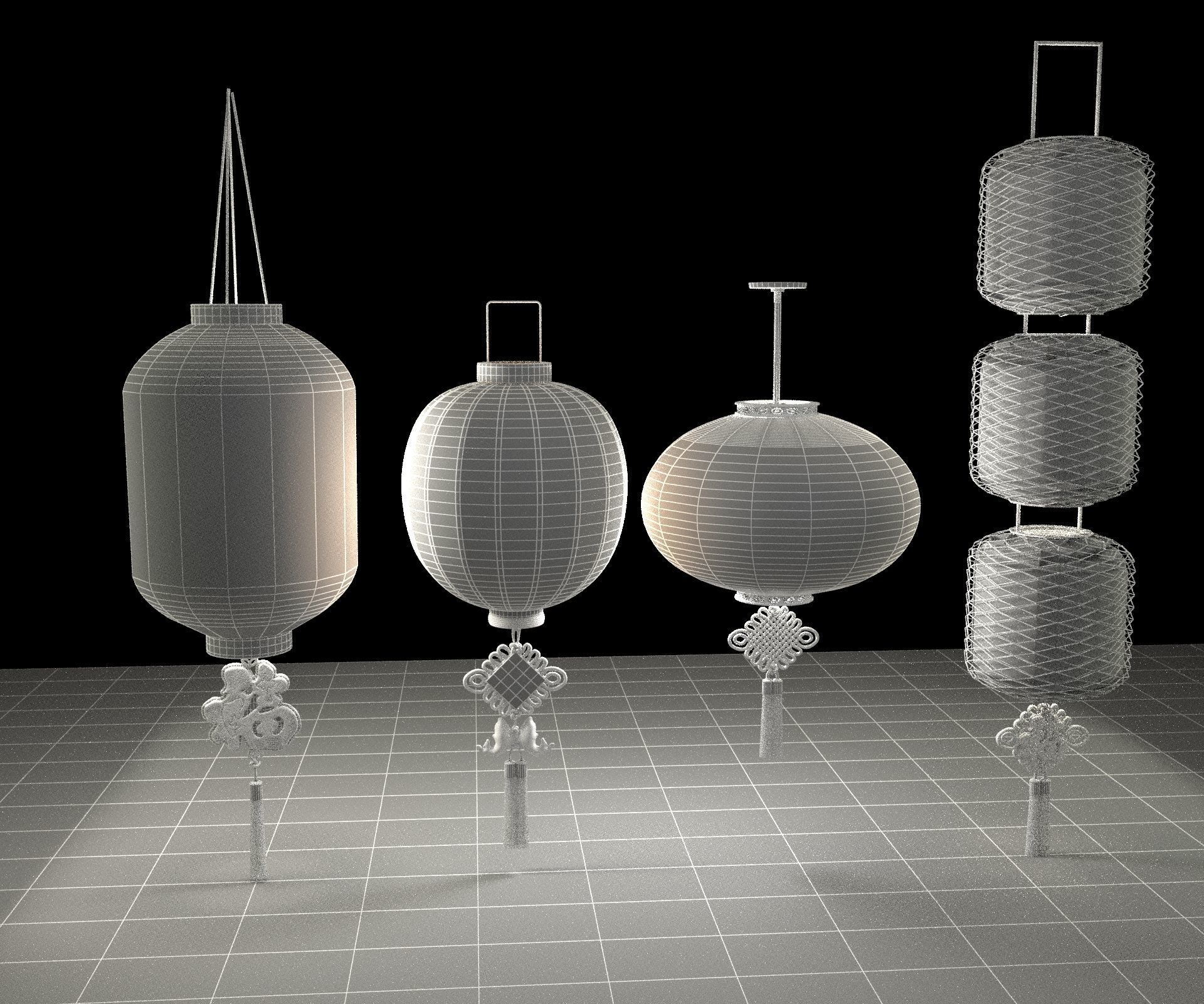 Chinese red lantern 3D model_6