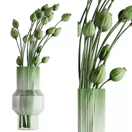 bouquet of bulbous fruits inserted into a glass vase