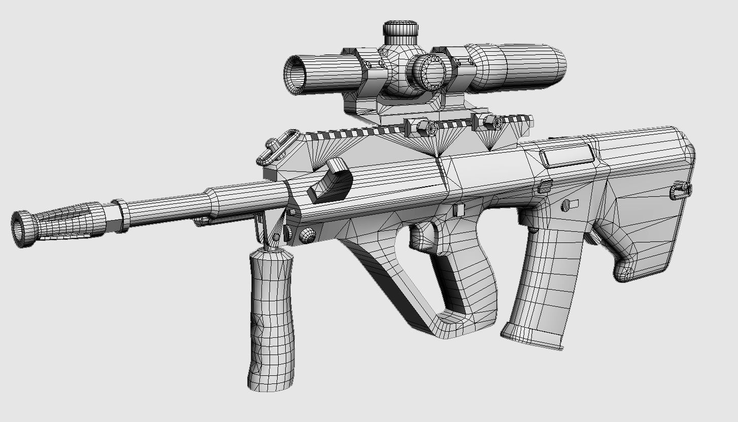 AUG Rifle Low-Poly Model Low-poly 3D model_4