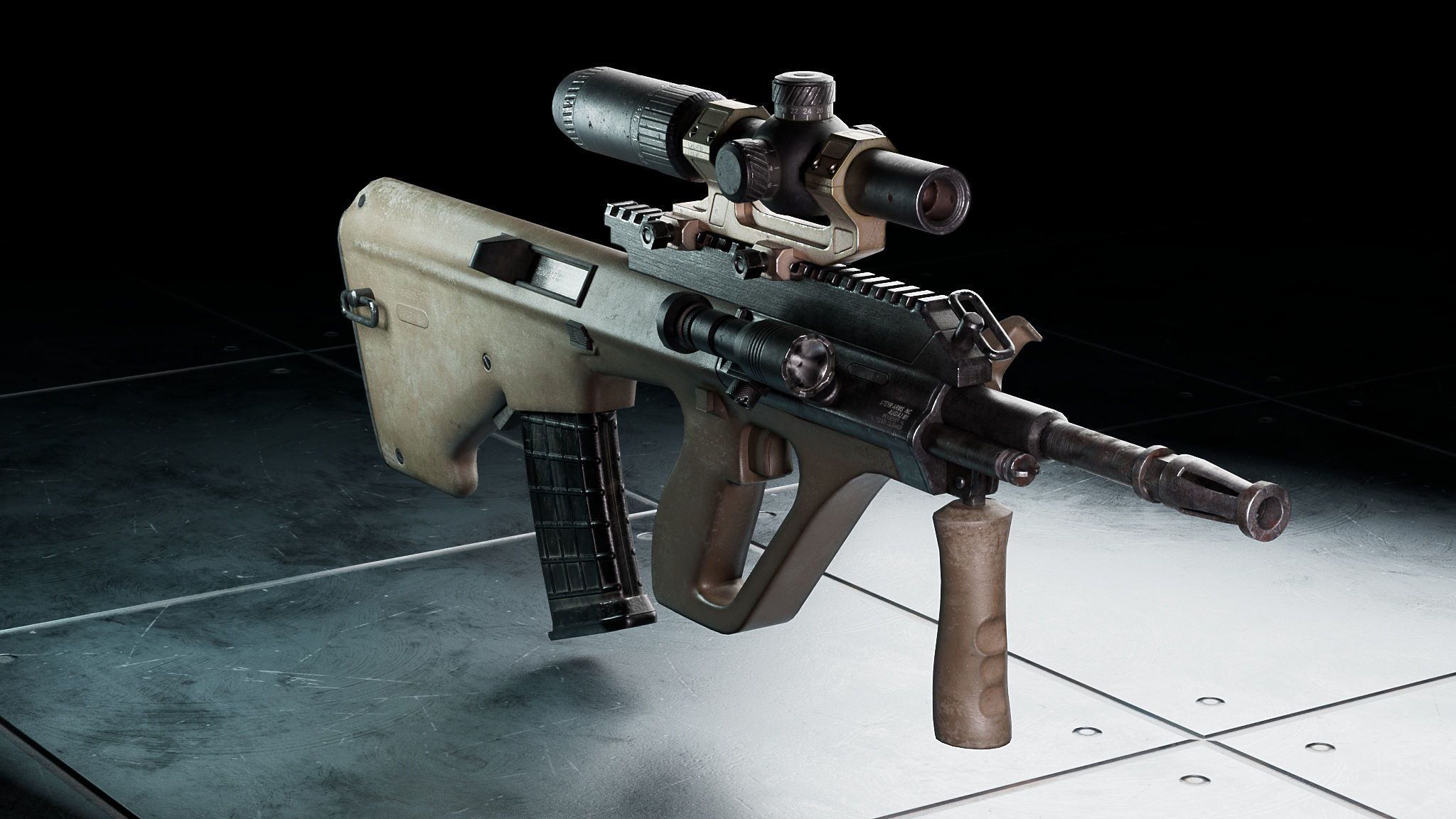 AUG Rifle Low-Poly Model Low-poly 3D model_3