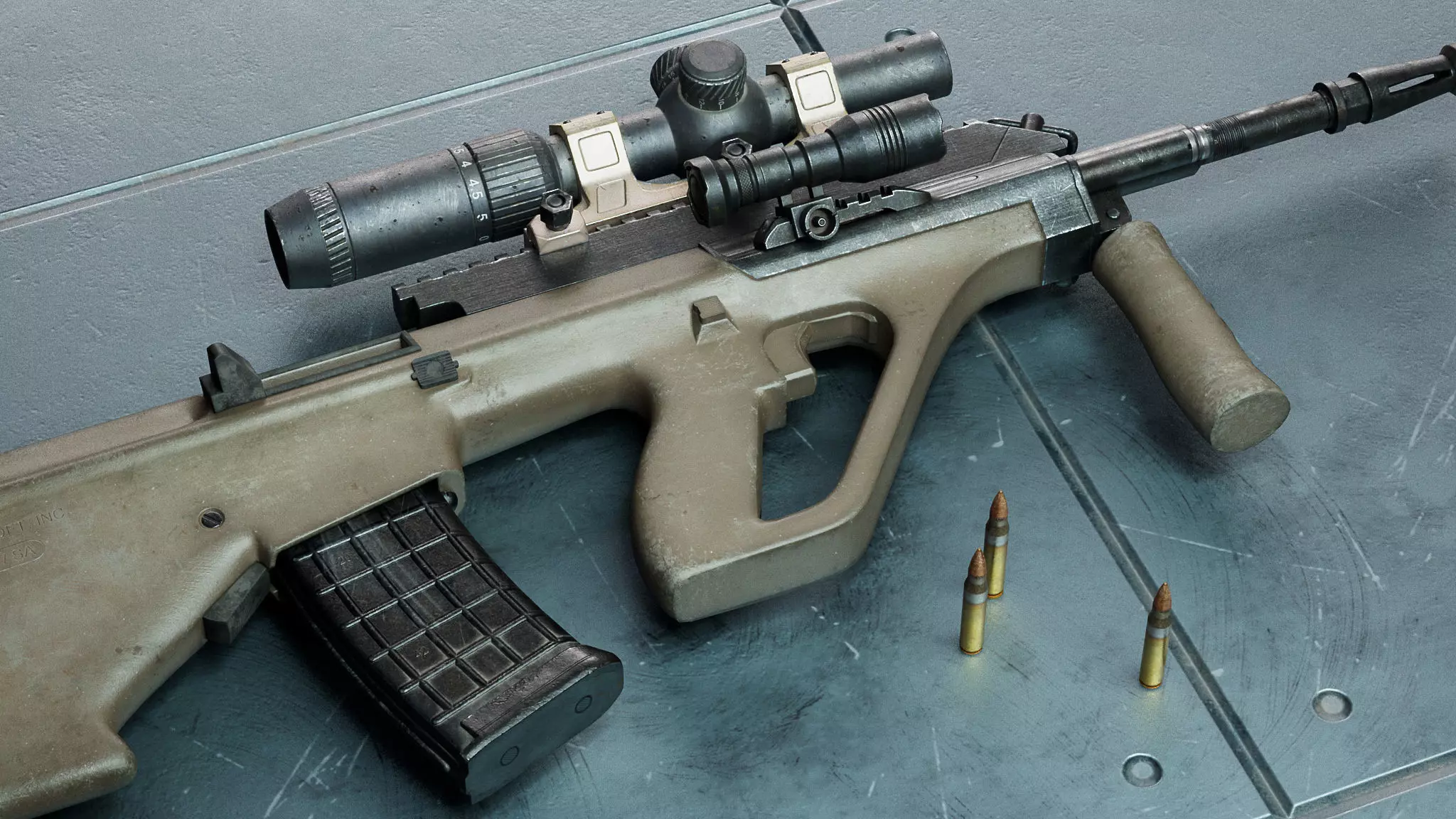 AUG Rifle Low-Poly Model Low-poly 3D model_0