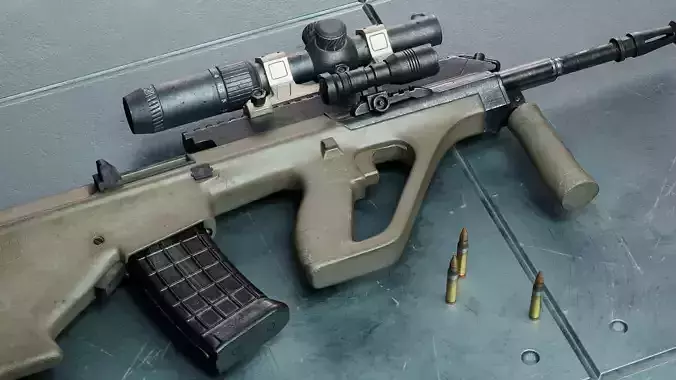 AUG Rifle Low-Poly Model