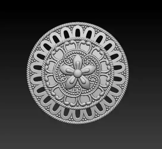 Round Rosette Ornament 3D Printable Model STL File 
