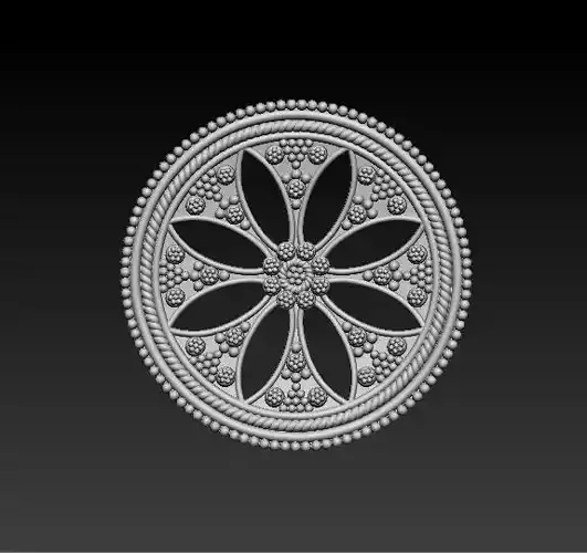 Rose Embell Round Ornament Medallion 3D Printable STL FIle