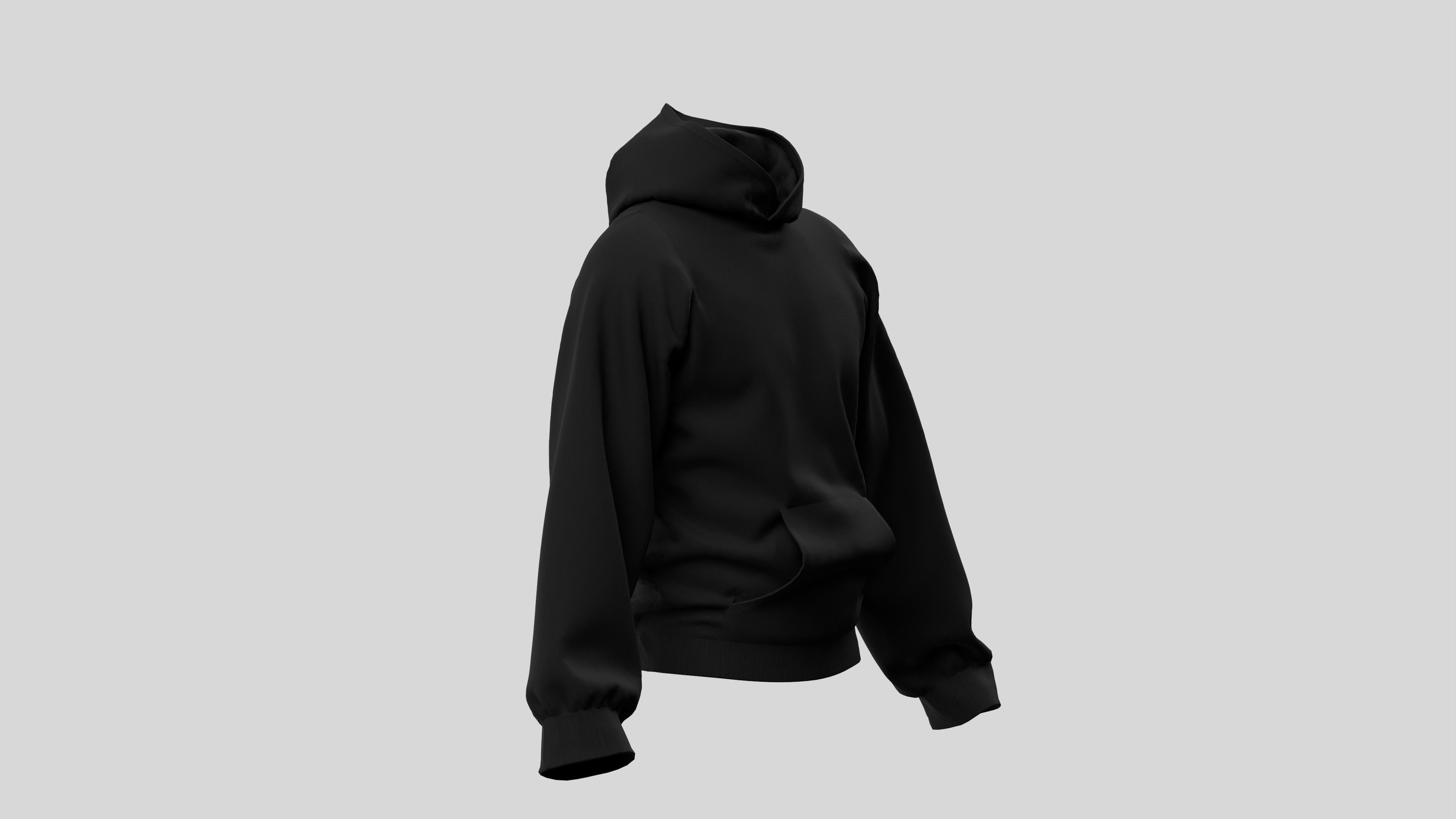 Hoodie Black 3D model_3