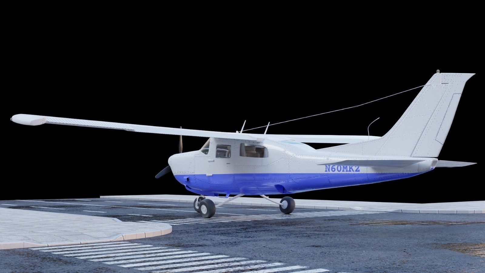 Airplane Cessna 210 Centurion 1957 Low-poly 3D model_1