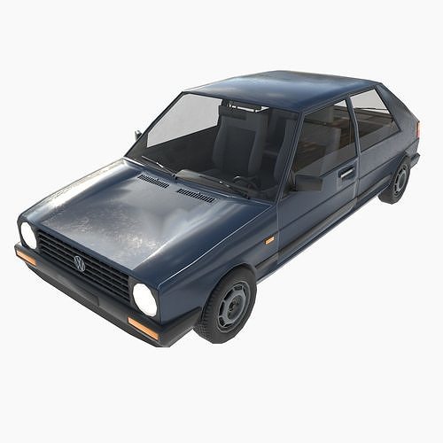 VW Volkswagen golf 2 Low-poly 3D model 2