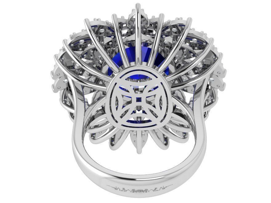 Oval Cluster Ring 4647 3D print model_3