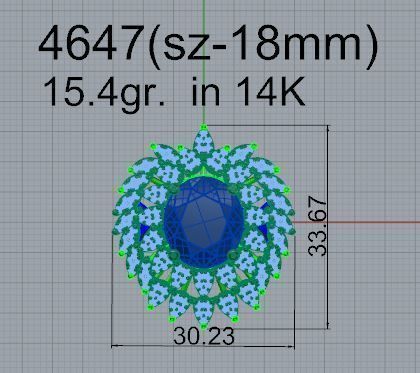 Oval Cluster Ring 4647 3D print model_4