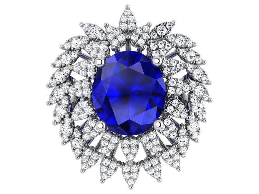 Oval Cluster Ring 4647 3D print model_2