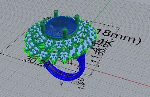 Oval Cluster Ring 4647 3D print model_7