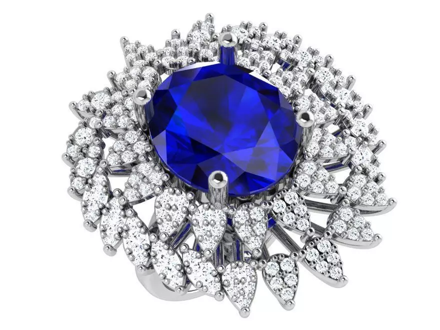 Oval Cluster Ring 4647 3D print model_0