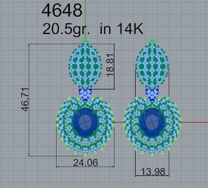 Oval Cluster Earring 4648 3D print model_4
