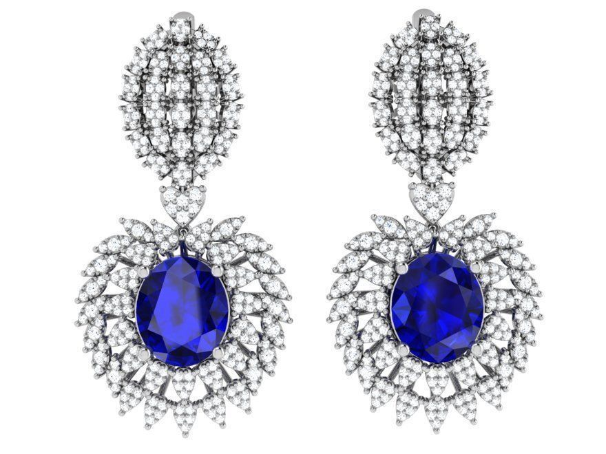 Oval Cluster Earring 4648 3D print model_2