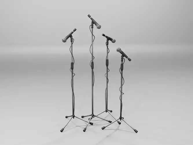 Microphone with stand Low-poly 3D model