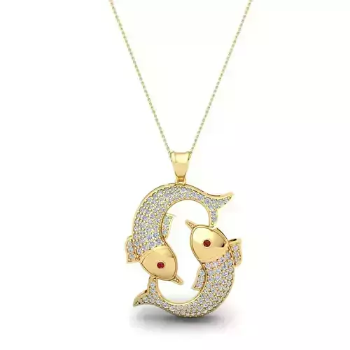 Fish Diamond Pendent 3d model and Render 