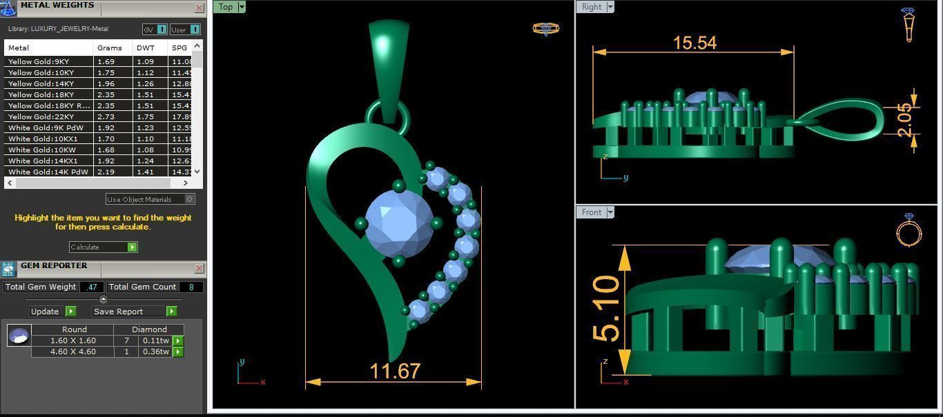 Heart Diamond Pendent 3d Model 3D print model_3