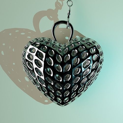 Keychain with a heart 3D print model