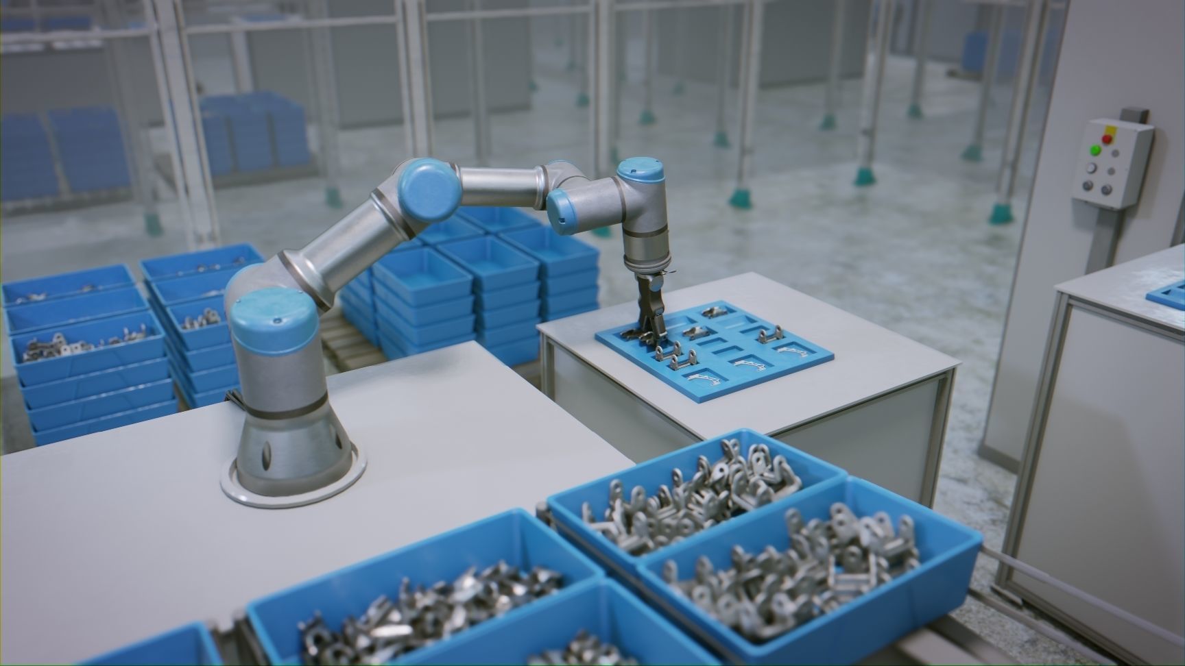 Industrial Robot Scene with Baskets Animated Low-poly 3D model_5