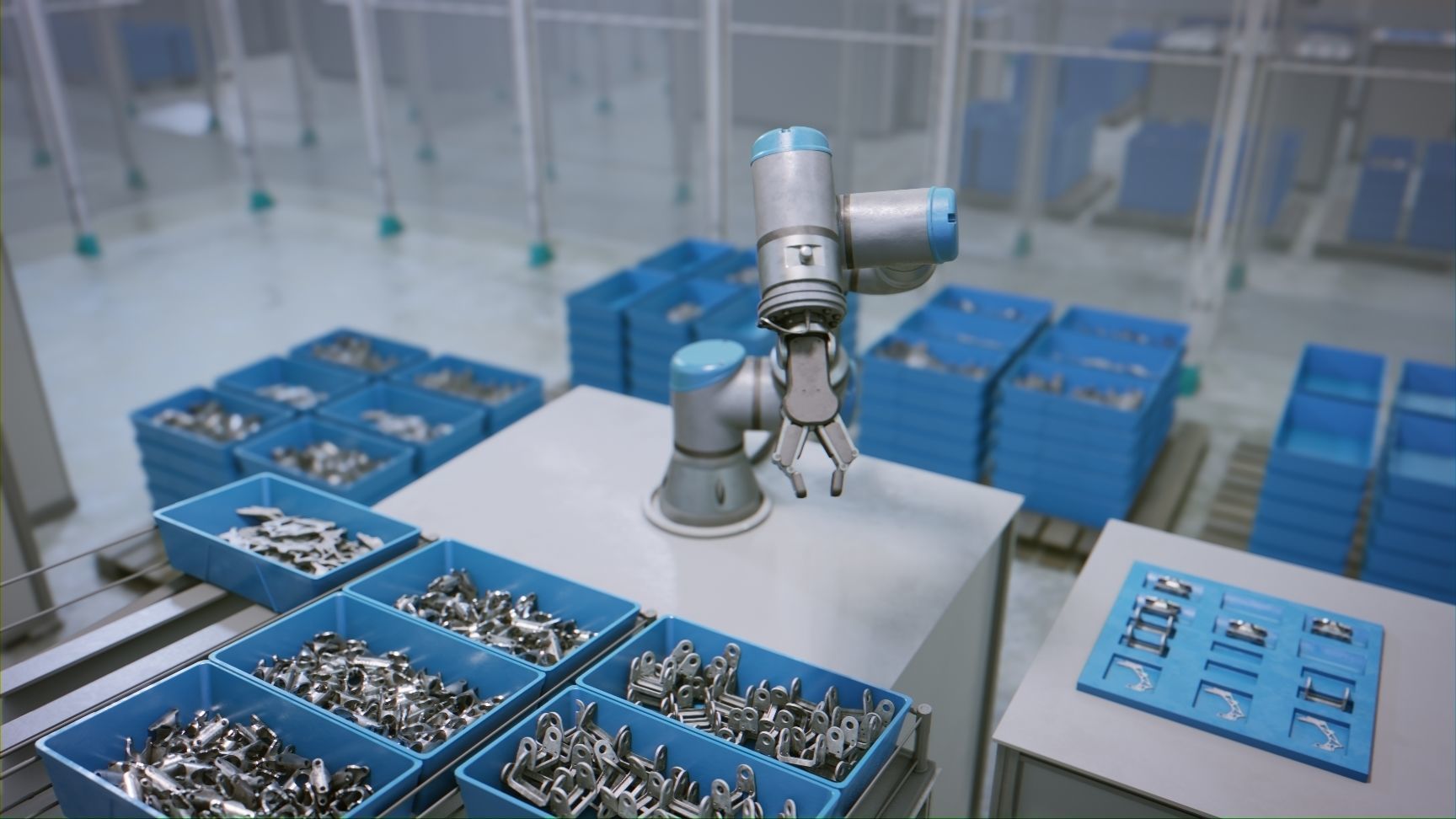 Industrial Robot Scene with Baskets Animated Low-poly 3D model_3