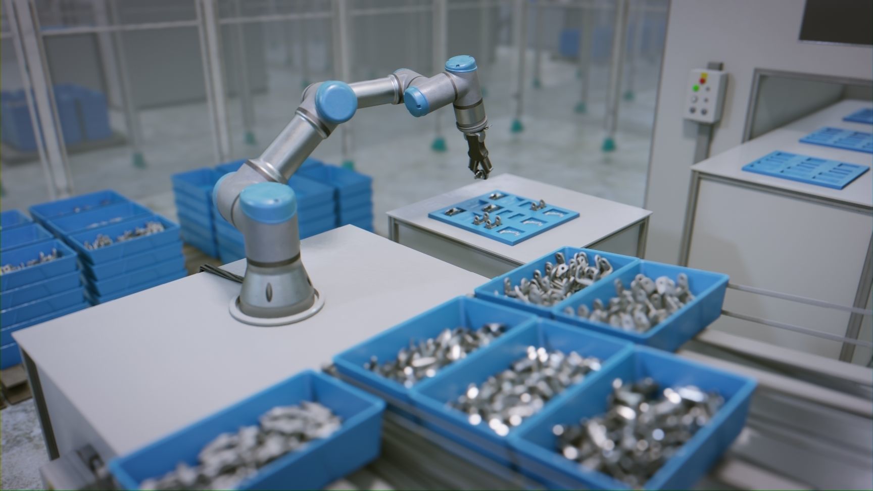 Industrial Robot Scene with Baskets Animated Low-poly 3D model_14