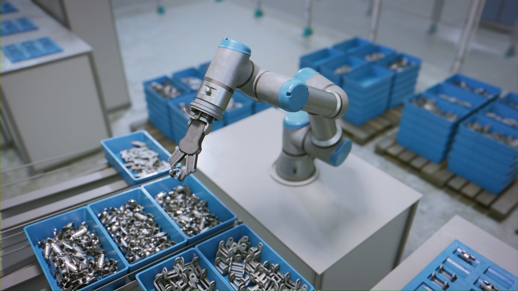 Industrial Robot Scene with Baskets Animated Low-poly 3D model_9
