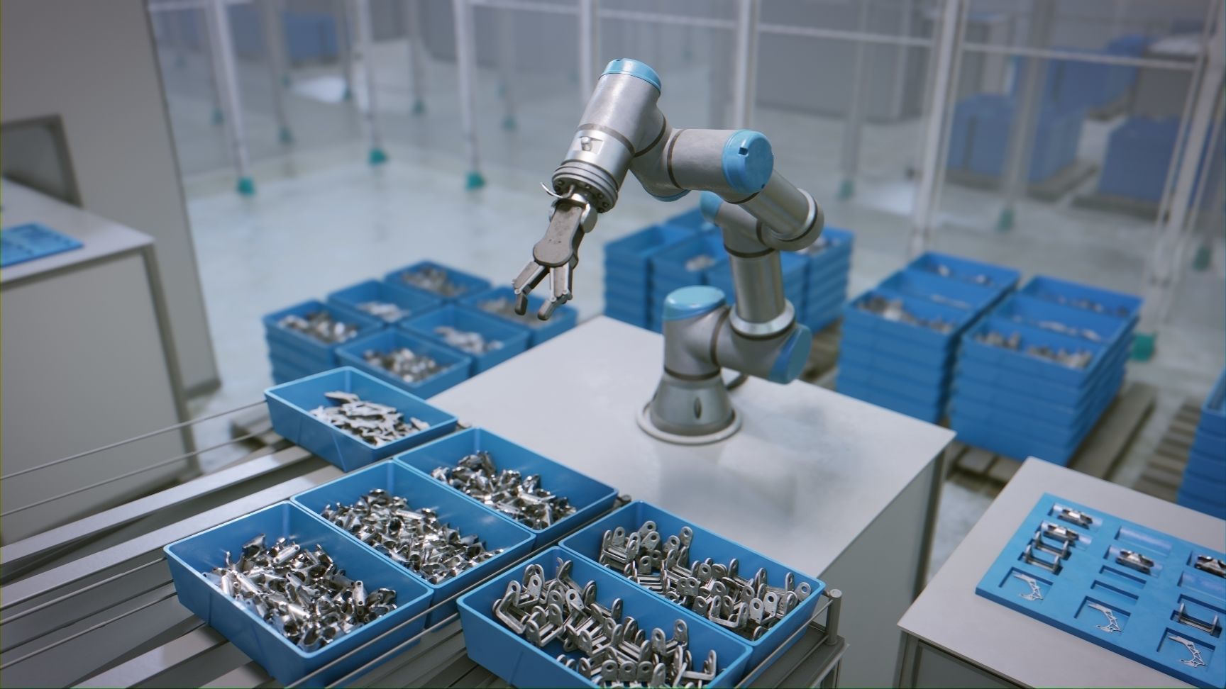 Industrial Robot Scene with Baskets Animated Low-poly 3D model_4