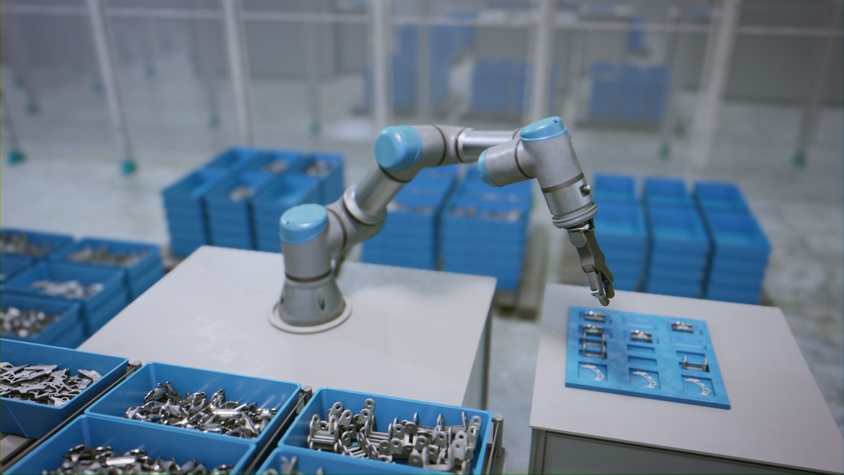 Industrial Robot Scene with Baskets Animated Low-poly 3D model_2