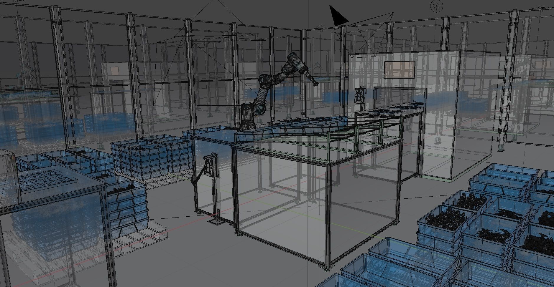 Industrial Robot Scene with Baskets Animated Low-poly 3D model_15