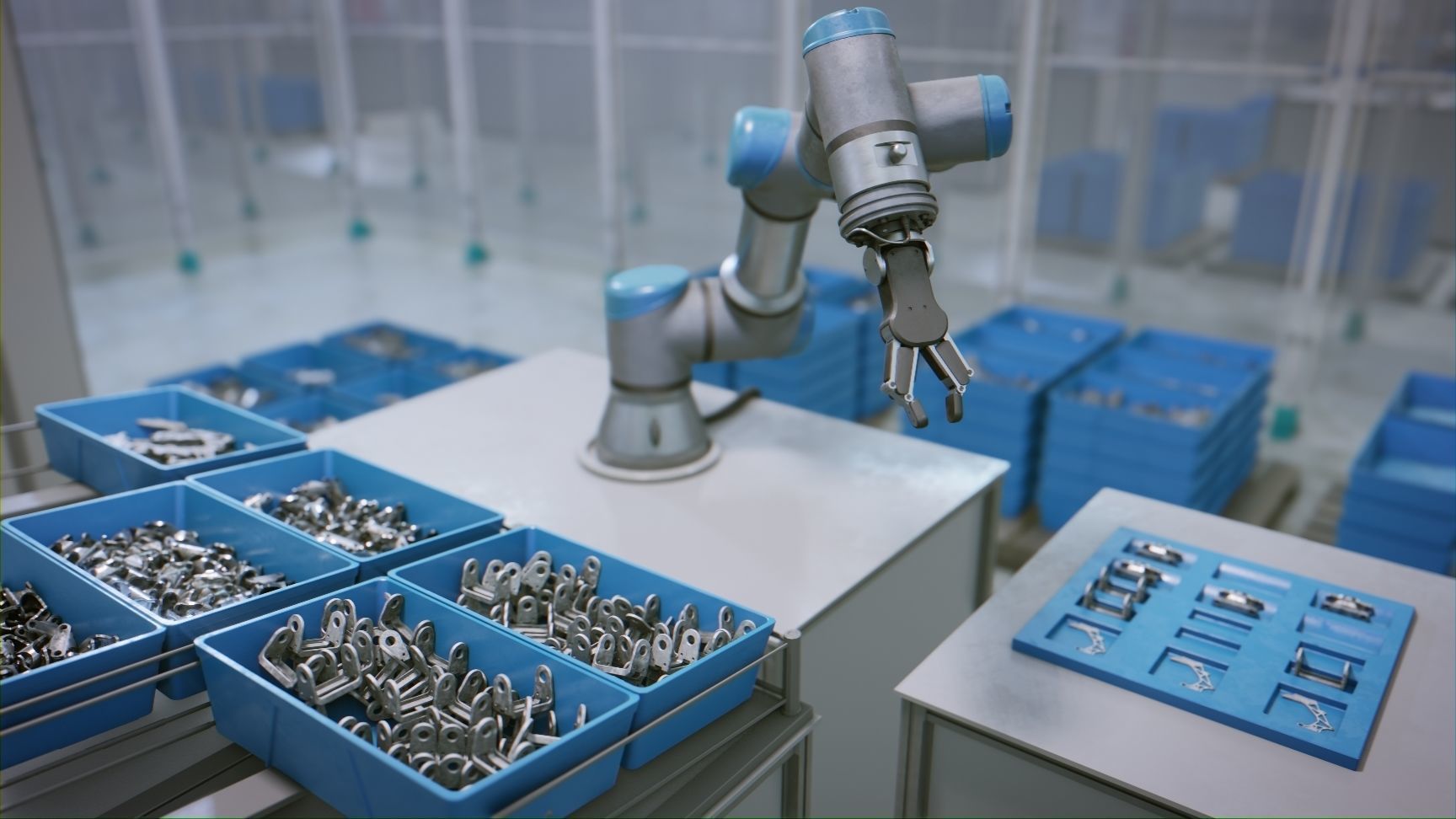 Industrial Robot Scene with Baskets Animated Low-poly 3D model_8