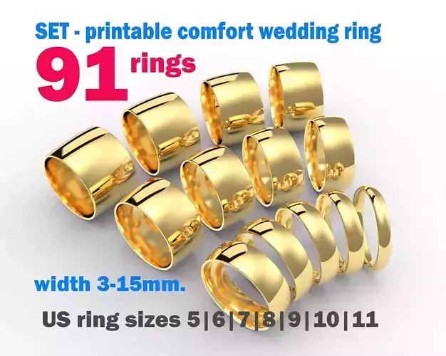 Printable jewelry comfort WEDDING ring   STL
