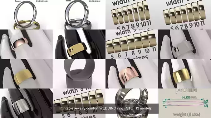 Printable jewelry comfort WEDDING ring   STL