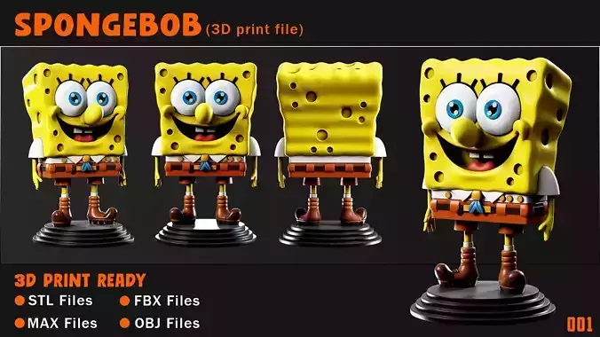 SPONGEBOB-3D Print ready--- STL-OBJ-FBX-MAX