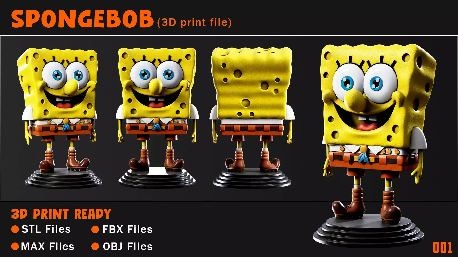 SPONGEBOB-3D Print ready--- STL-OBJ-FBX-MAX 3D print model