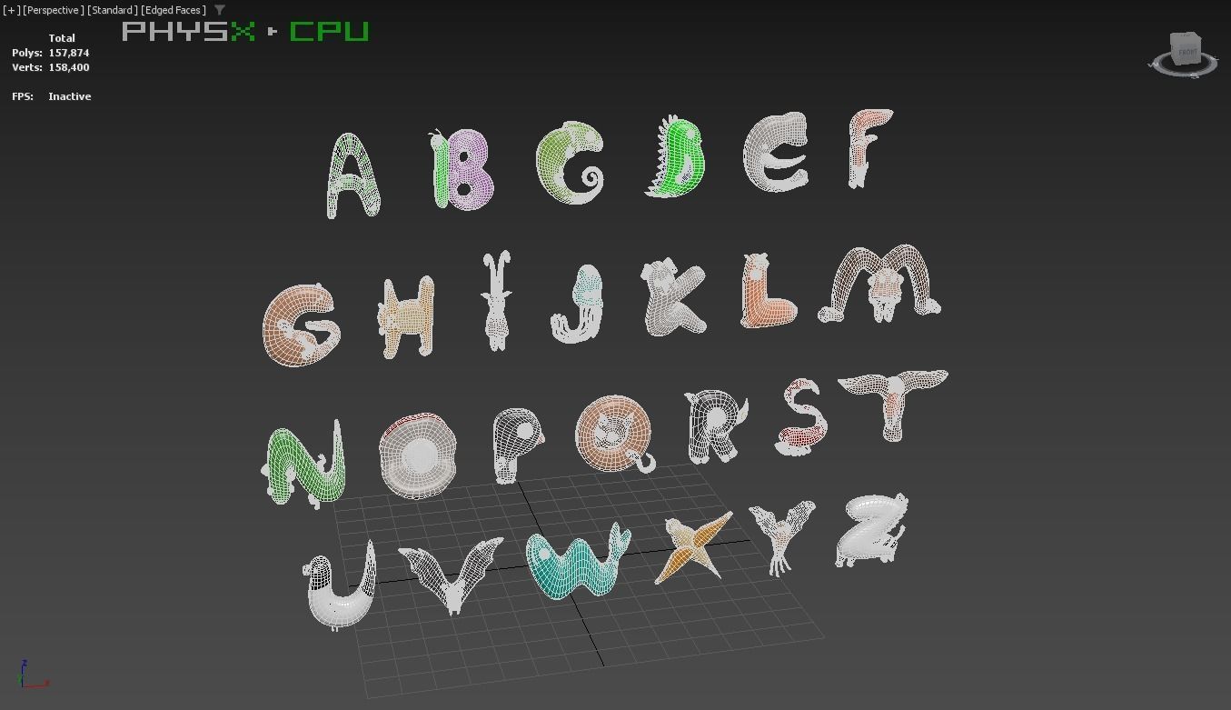 Cartoon Animal Alphabet v007 Low-poly 3D model_7