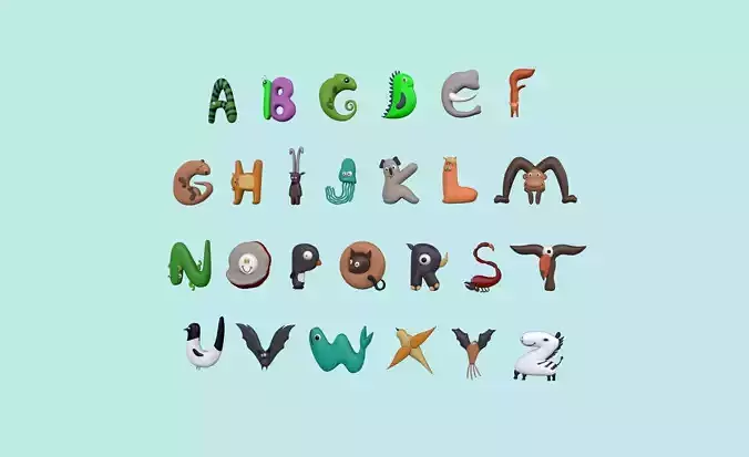 Cartoon Animal Alphabet v007