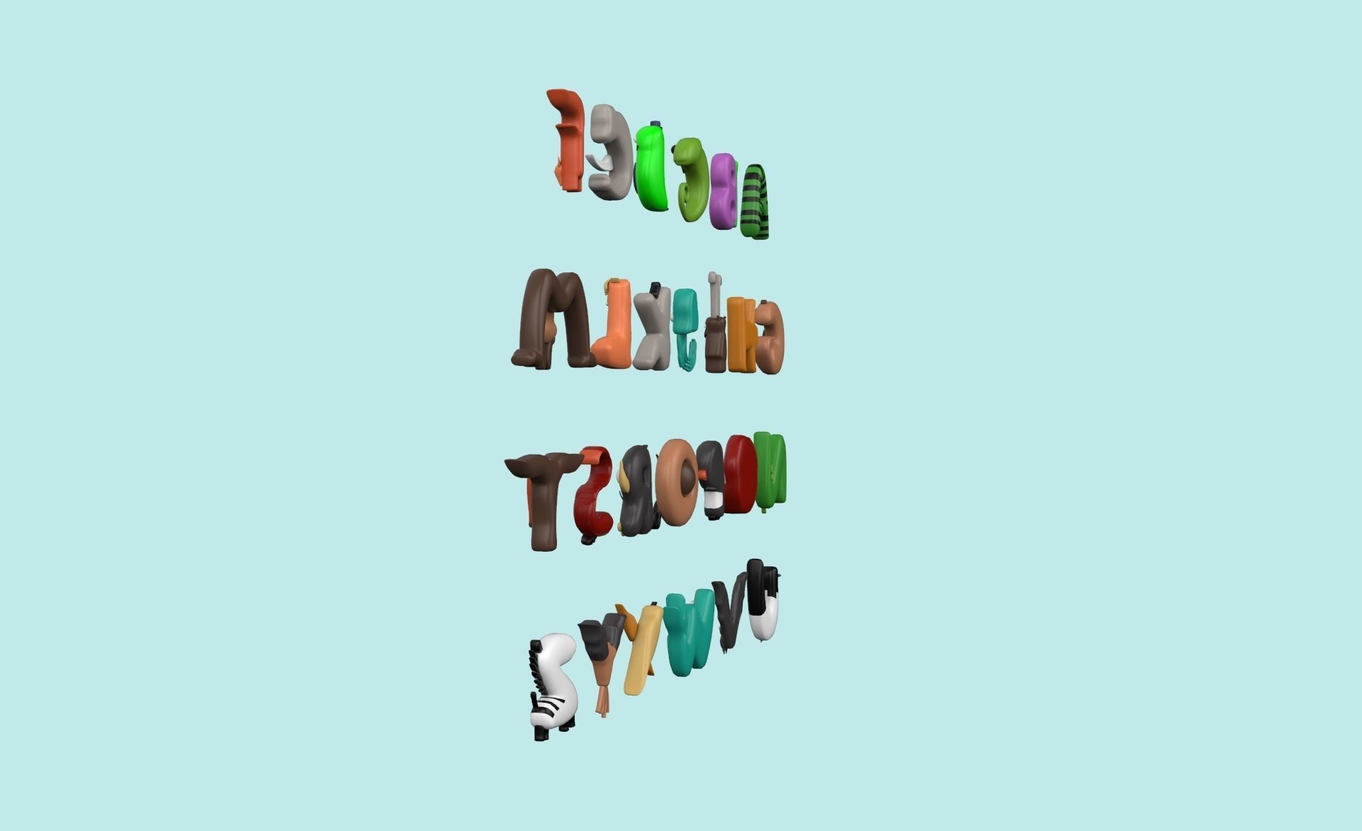 Cartoon Animal Alphabet v007 Low-poly 3D model_4