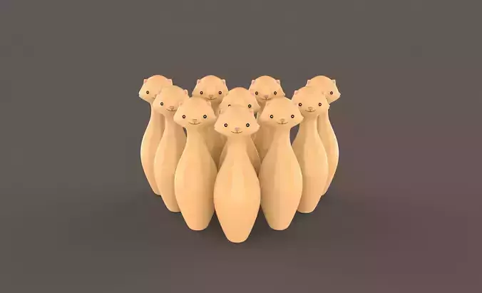 Cartoon Cat Bowling And Ball Bowling 