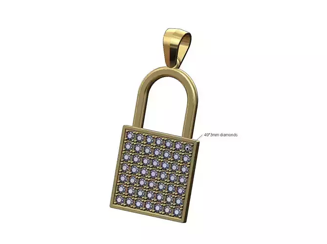 Iced diamond padlock pendant bail