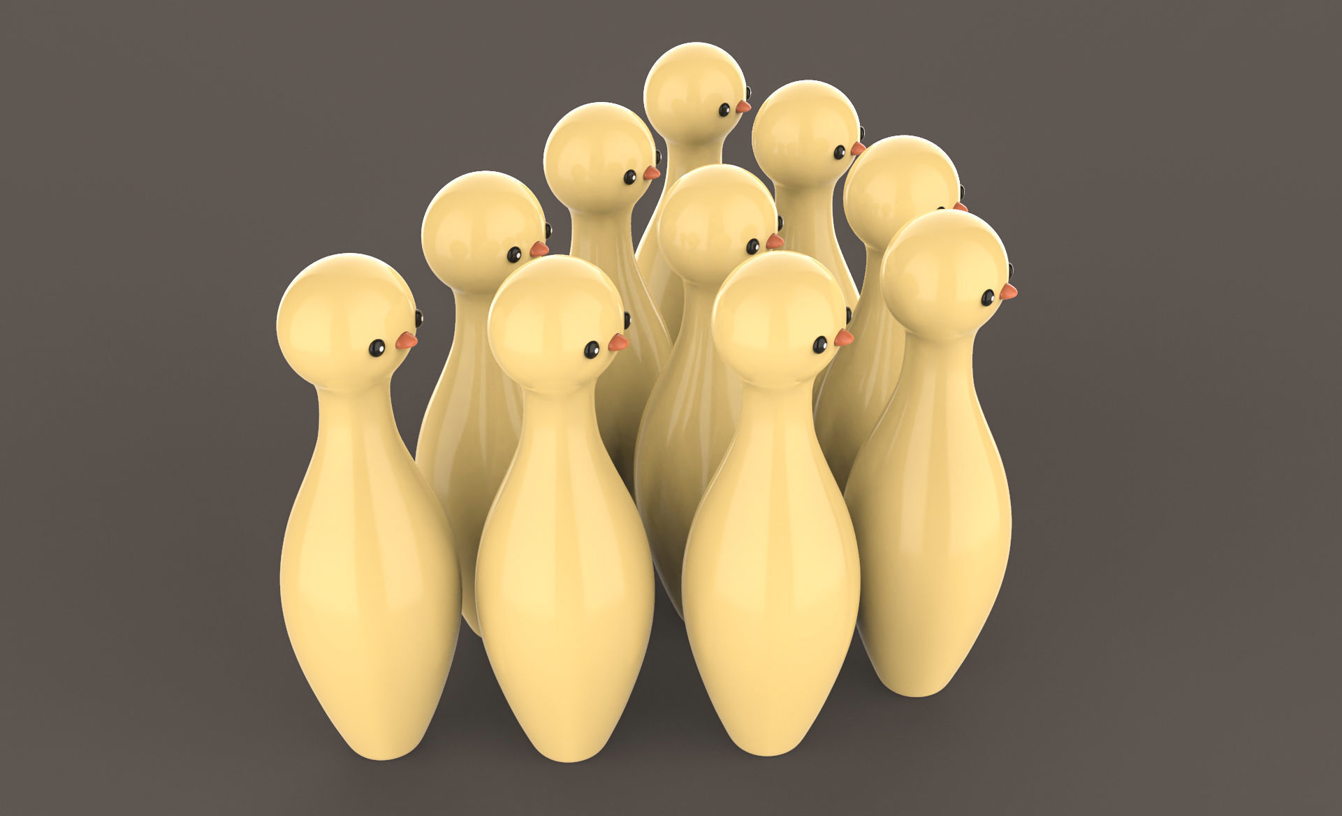 Cartoon Chicken Bowling And Ball Bowling Low-poly 3D model_6