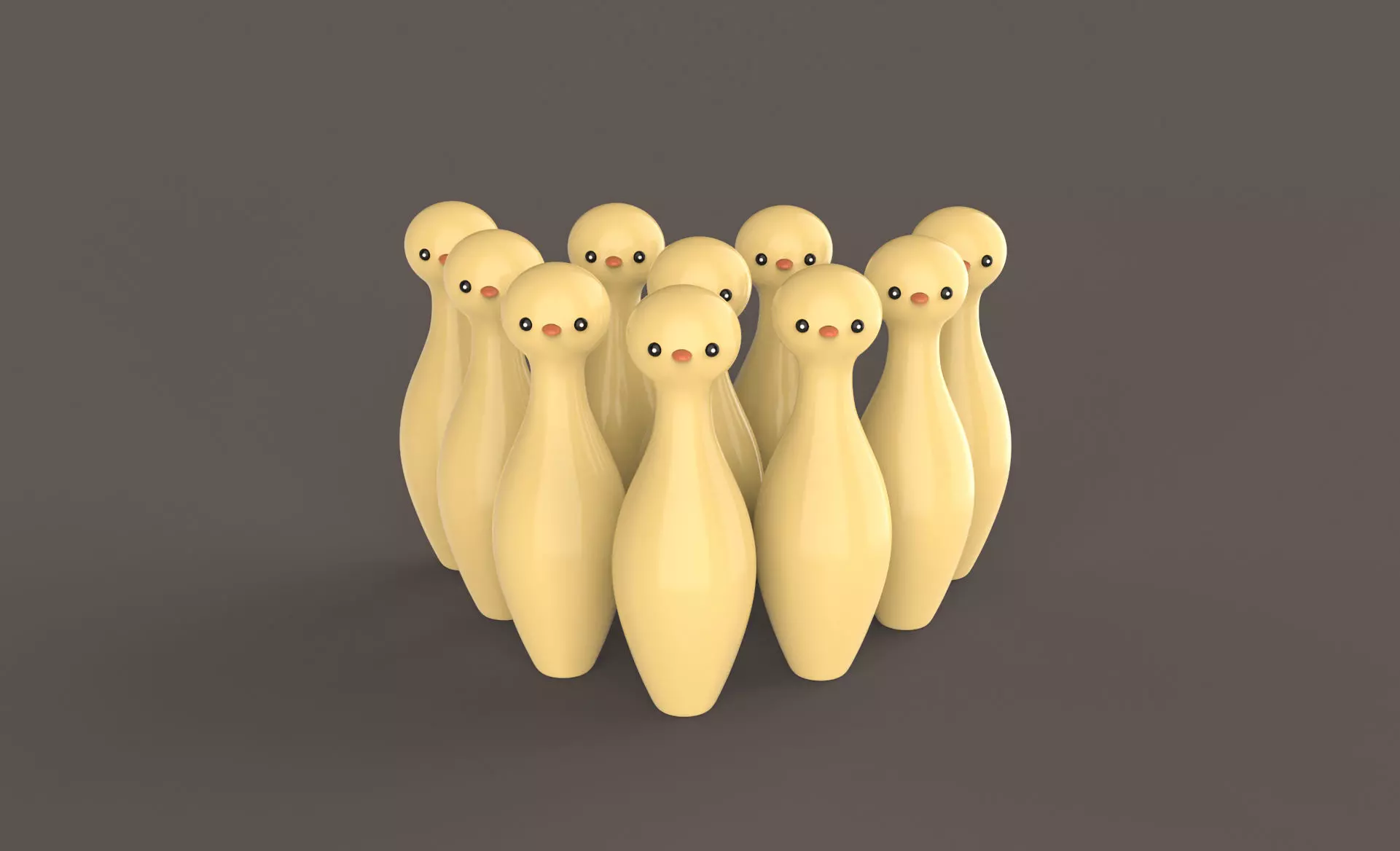 Cartoon Chicken Bowling And Ball Bowling Low-poly 3D model_0