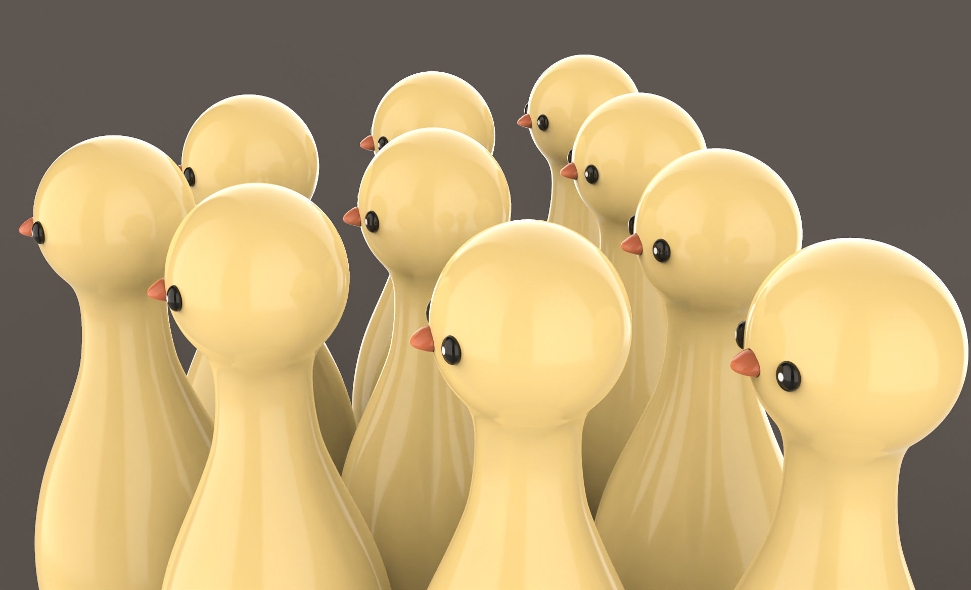 Cartoon Chicken Bowling And Ball Bowling Low-poly 3D model_7